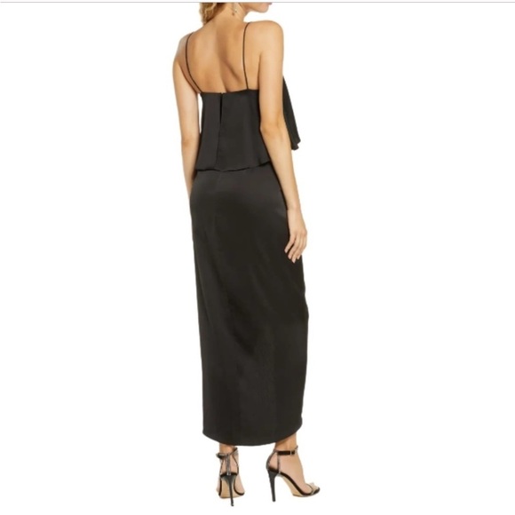 Shona Joy Black Luxe Frill Tulip Hem Maxi cocktail party wedding dress size 6 - Picture 3 of 9
